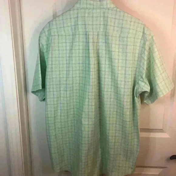 Brooks Brothers Original Polo Shirt Large Mint Green and Blue Check Print S/S - Picture 2 of 3